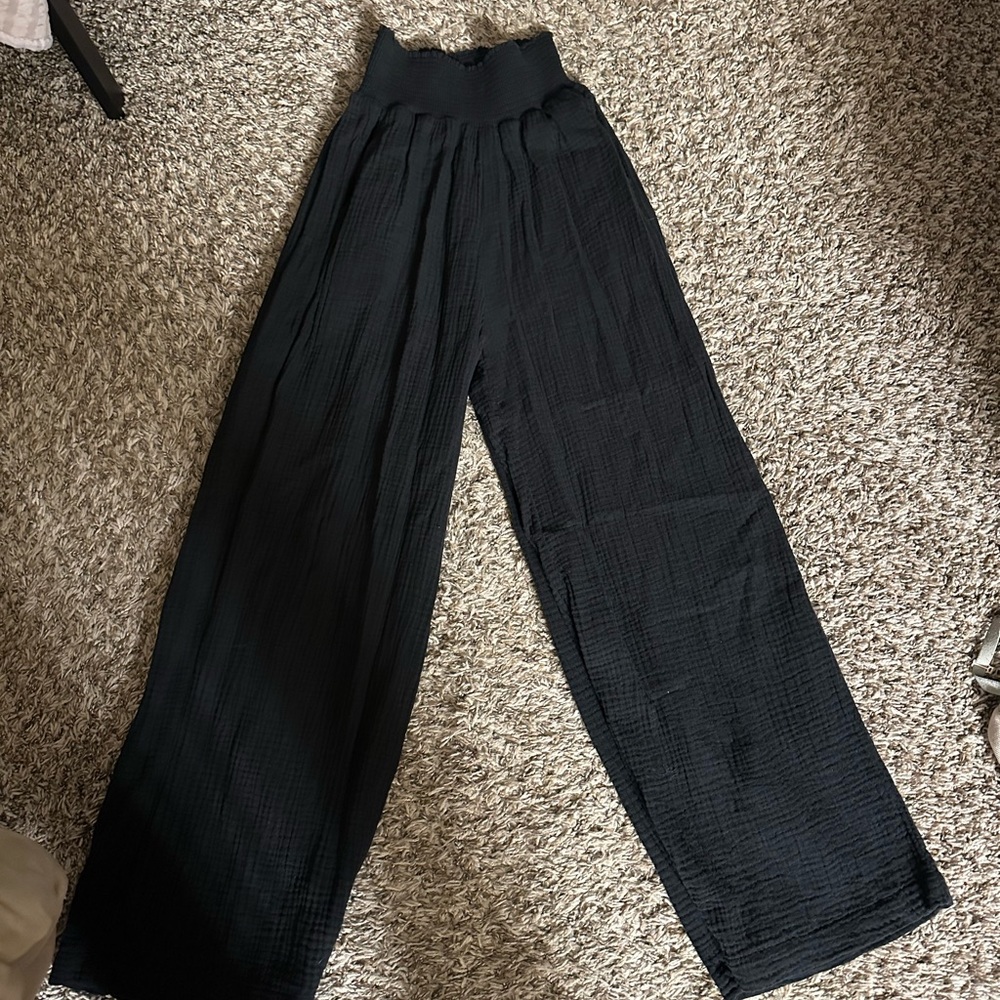 Z Supply Black Wide-Leg Gauze Pants